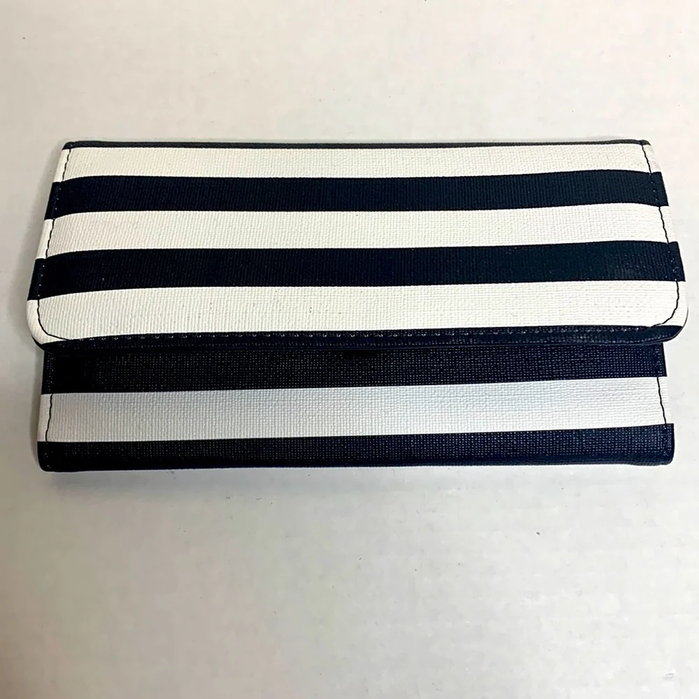 Kut From The Kloth | Black & White Striped Vegan Wallet | Card Holder | Clutch